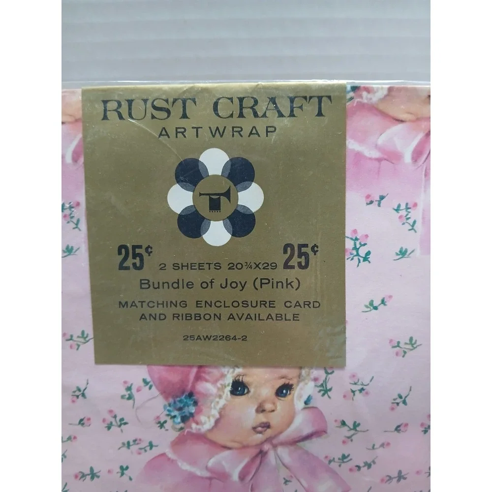 Rust Craft gift wrapping paper featuring a pink 